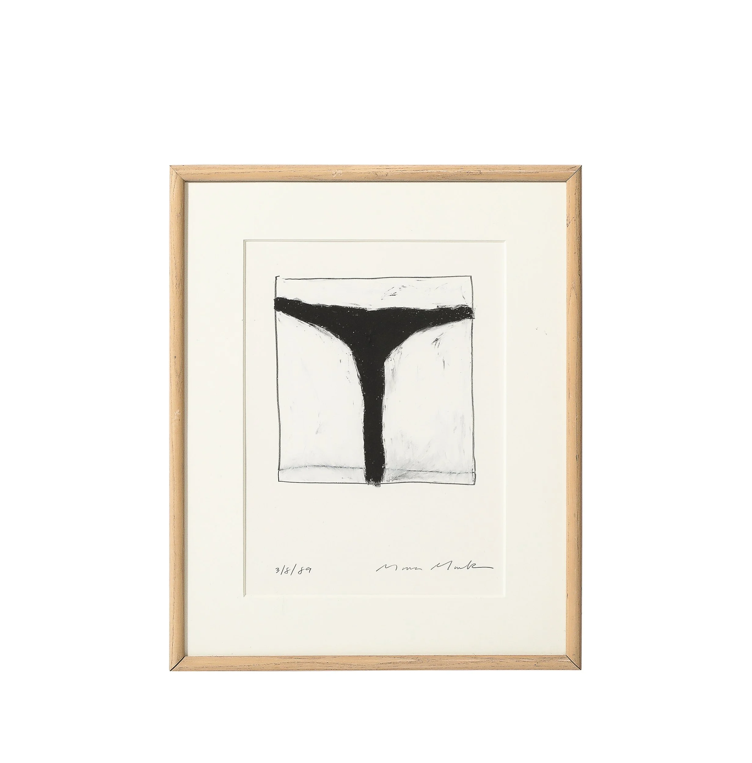 Mid-Century Modernist Abstract Lithograph in White and Black